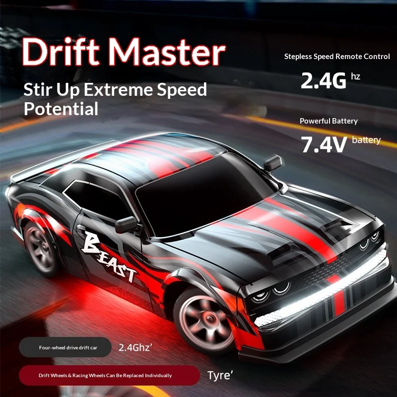 Sg218pro 1:16 4wd High Speed Rc Drift Car Led Lights 2.4g Remote Control 7.4v Battery Swappable Tyres Racing Toy Model For Kids