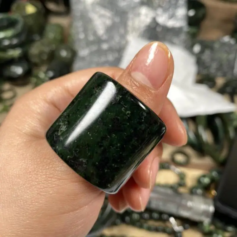 

Natural Medicine King Stone Thumb Ring Men Women Healing Gemstone Fine Jewelry Genuine Magnetic Stones Jade Wide Rings