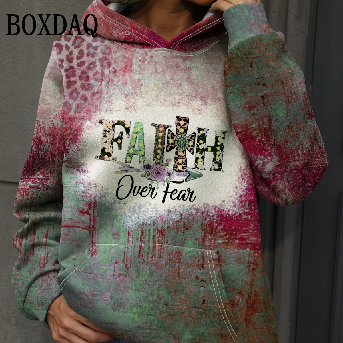 Autumn Winter Sweatshirts Women Hooded Tie Dye ​Leopard 3D Print Hoodies Fashion Women Pockets Streetwear Pullover Casual Tops