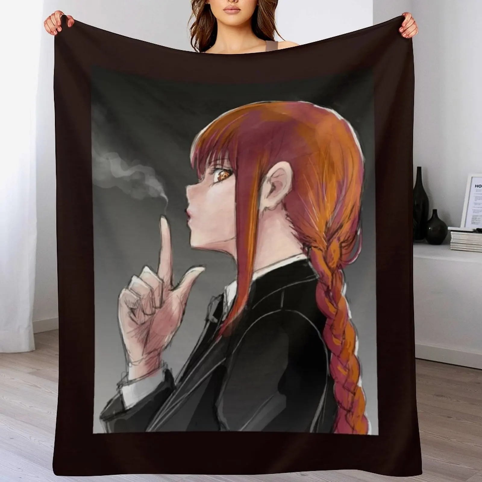 Makima Throw Blanket heavy to sleep cosplay anime Plaid Custom Blankets