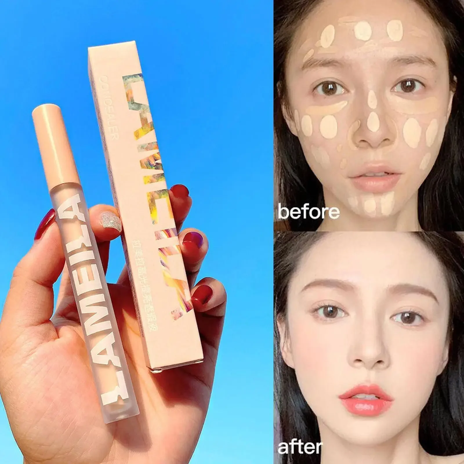 Eye Liquid Concealer Base 3 Colors Full Coverage Suit For All Skin Face Makeup Lip/Dark Eye Circle Cover Concealer Long Lasting