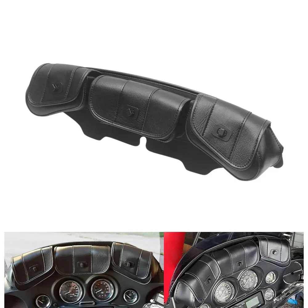 motorcycle-3-pocket-fairing-pouch-black-windshield-bag-for-harley-electra-street-glide-touring-bike-1996-2013