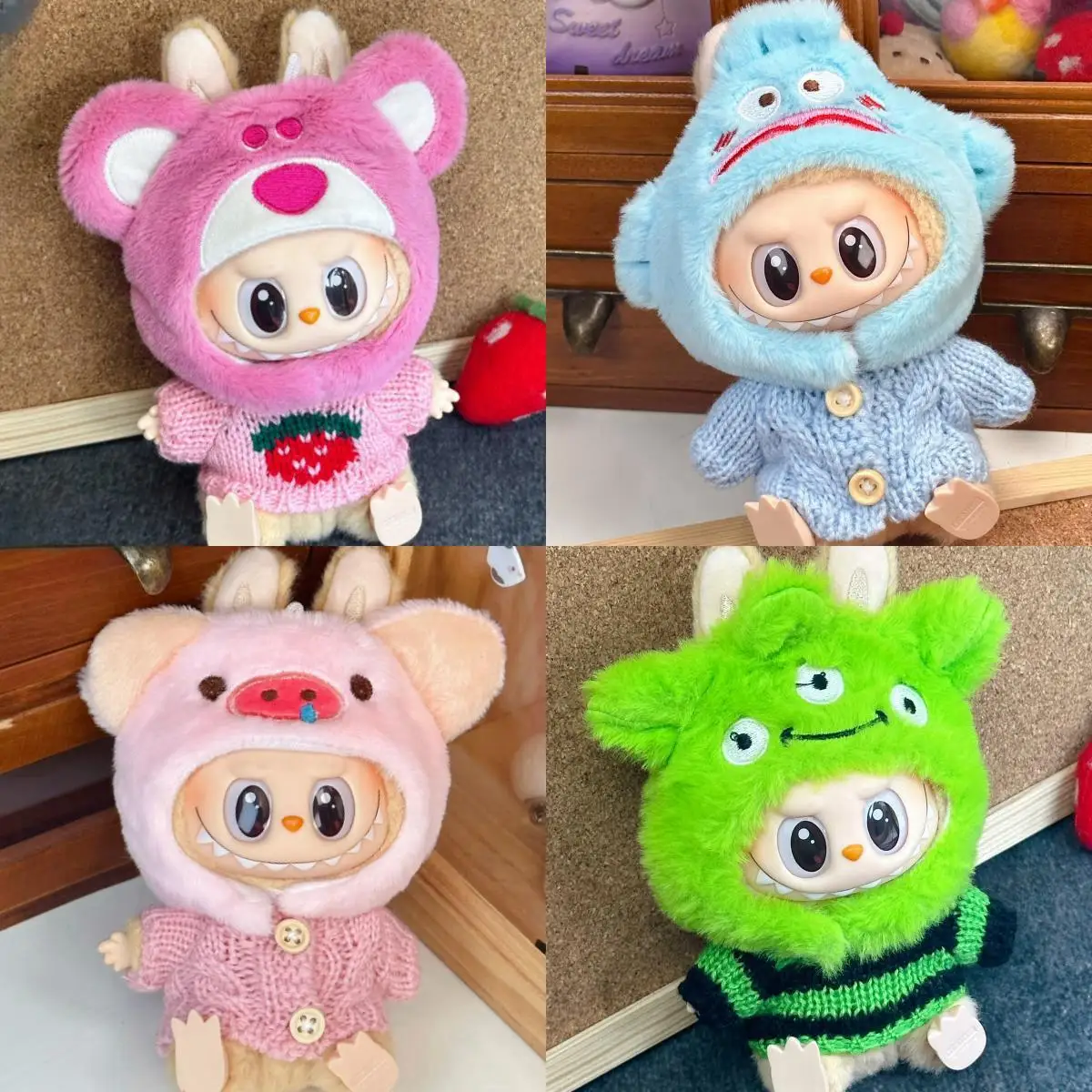 

V2 Labubu Clothing Cute Hat 17cm Pendant Plush Doll Head Cover Doll Clothes Doll Accessories