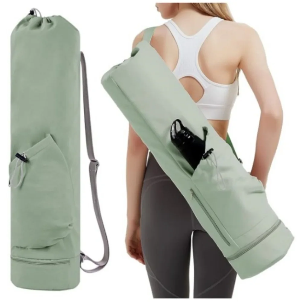 Large Capacity Exercise Yoga Mat Bag Multifunction Storage Bag Waterproof Fitness Bag Full-Zip Canvas Adjustable Shoulder Strap