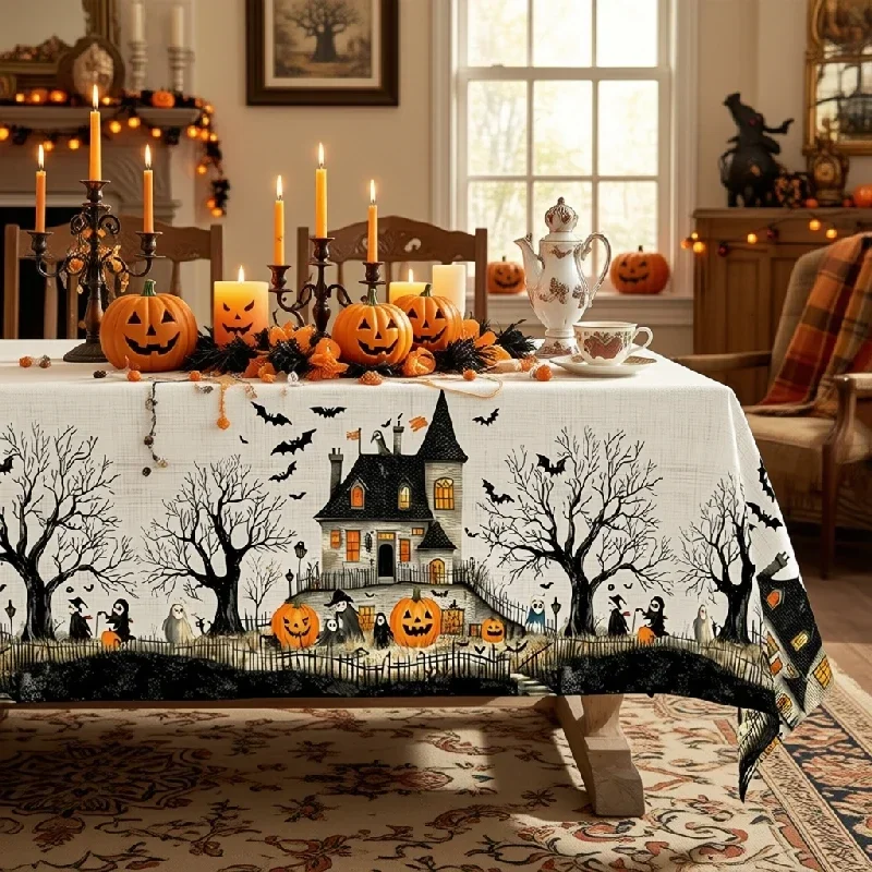 Vespri Halloween Tablecloth - Terrifying Pumpkin Tablecloth - Halloween Partyzyc