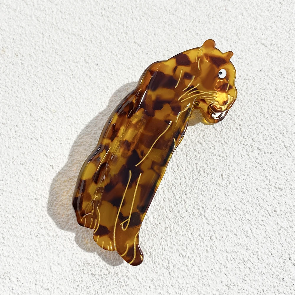 AENSOA Nischendesign Leopardenmuster Tiger Grab Cartoon Haarnadel Frauen Persönlichkeit Wildtier Essigsäure Clip Hinterkopf Hai Clip – Detail 13