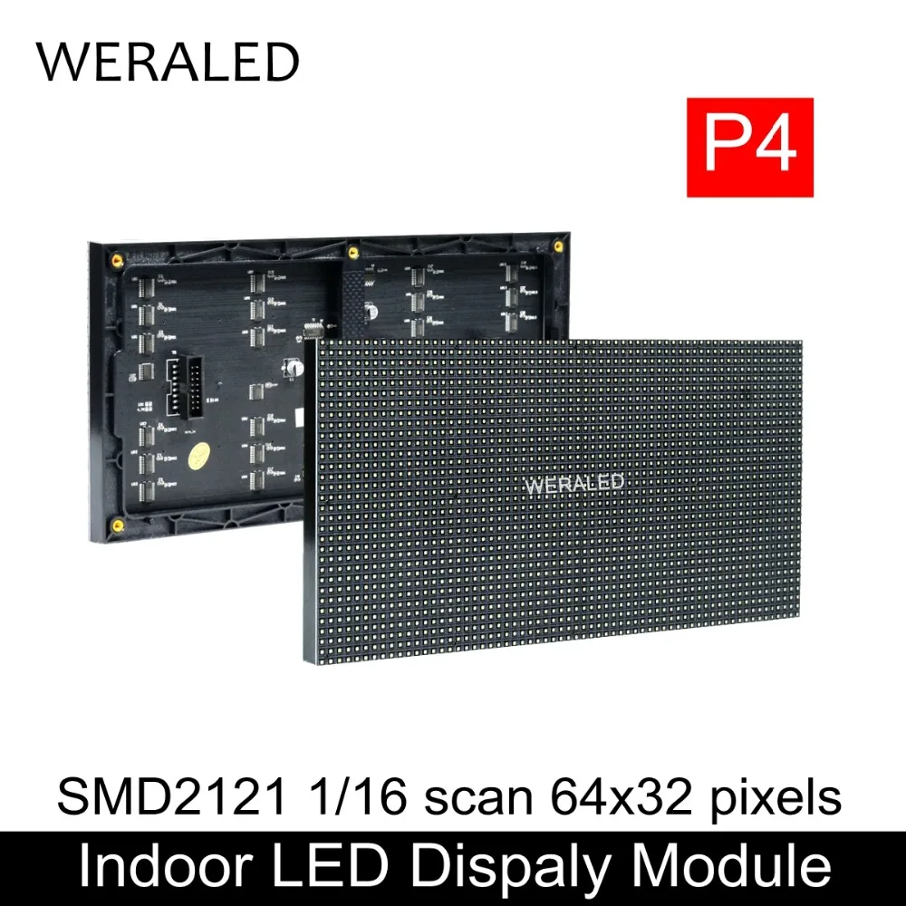 Indoor P4 SMD Full Color 64x32 Pixels LED Panel Black Lamp 256mmx128mm