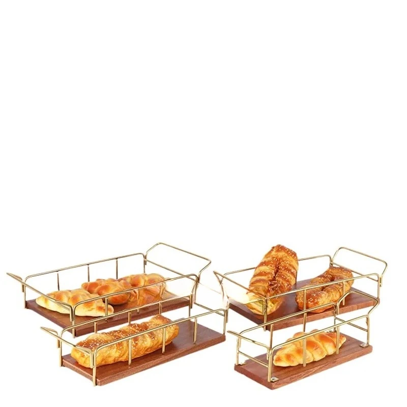 for Wooden Bread Dessert Display Rack Luxury Buffet Snack Tableware Wedding Bread Basket Equipment