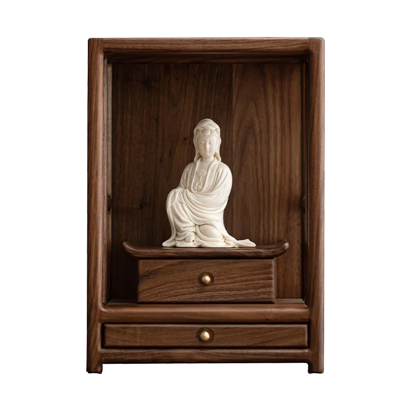 Shentai Standing Cabinet Buddha  Offering Table Buddha Statue Small Offering Table Chinese Solid Wood