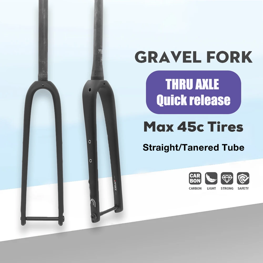 

Carbon Gravel Fork 100mm Travel 45c Tire Disc Brake Tapered/Straight Road Bike Fork Full Carbon Fiber MTB Fork bicycle fork