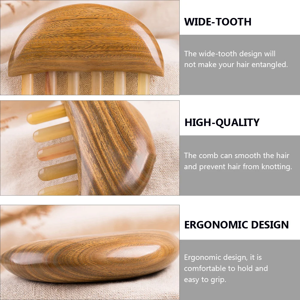 

1Pcs Wooden Wide Tooth Comb Sandalwood Smooth Hair Massage Comb Portable Lightweight Durable Hairdressing Tool for Travel Hair