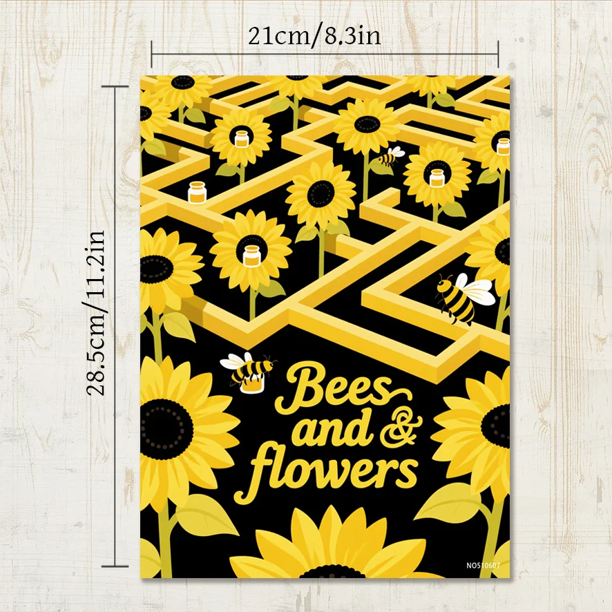 Bees and Flowers Adult Coloring Book - 8.3x11.2 inches Stress relief coloring book 22 pages of art therapy illustrations to reli