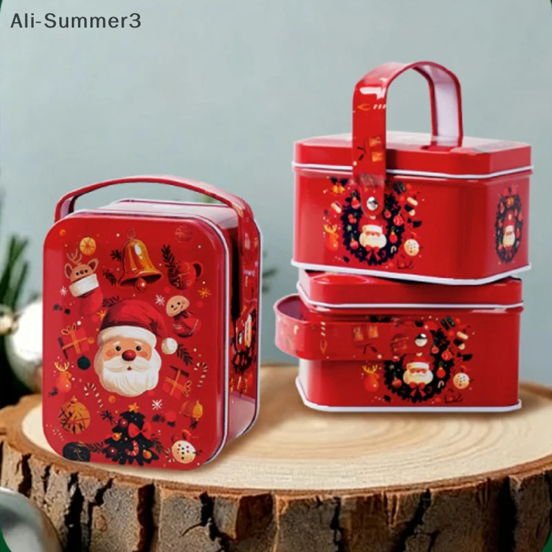 (YY) 1 قطعة 2026 السنة الجديدة هدية الكريسماس صندوق صفيح الحلوى كوكي علبة التعبئة والتغليف الحاويات للكعك الحلوى هدية صندوق الخبز