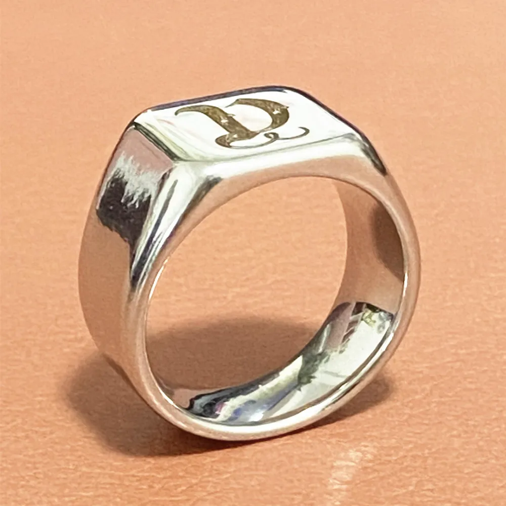 New Stainless Steel Initial Alphabet Letter A Vintage Ring For Men Metal Rock Wedding Wide Love Band Finger Rings Jewelry Gifts
