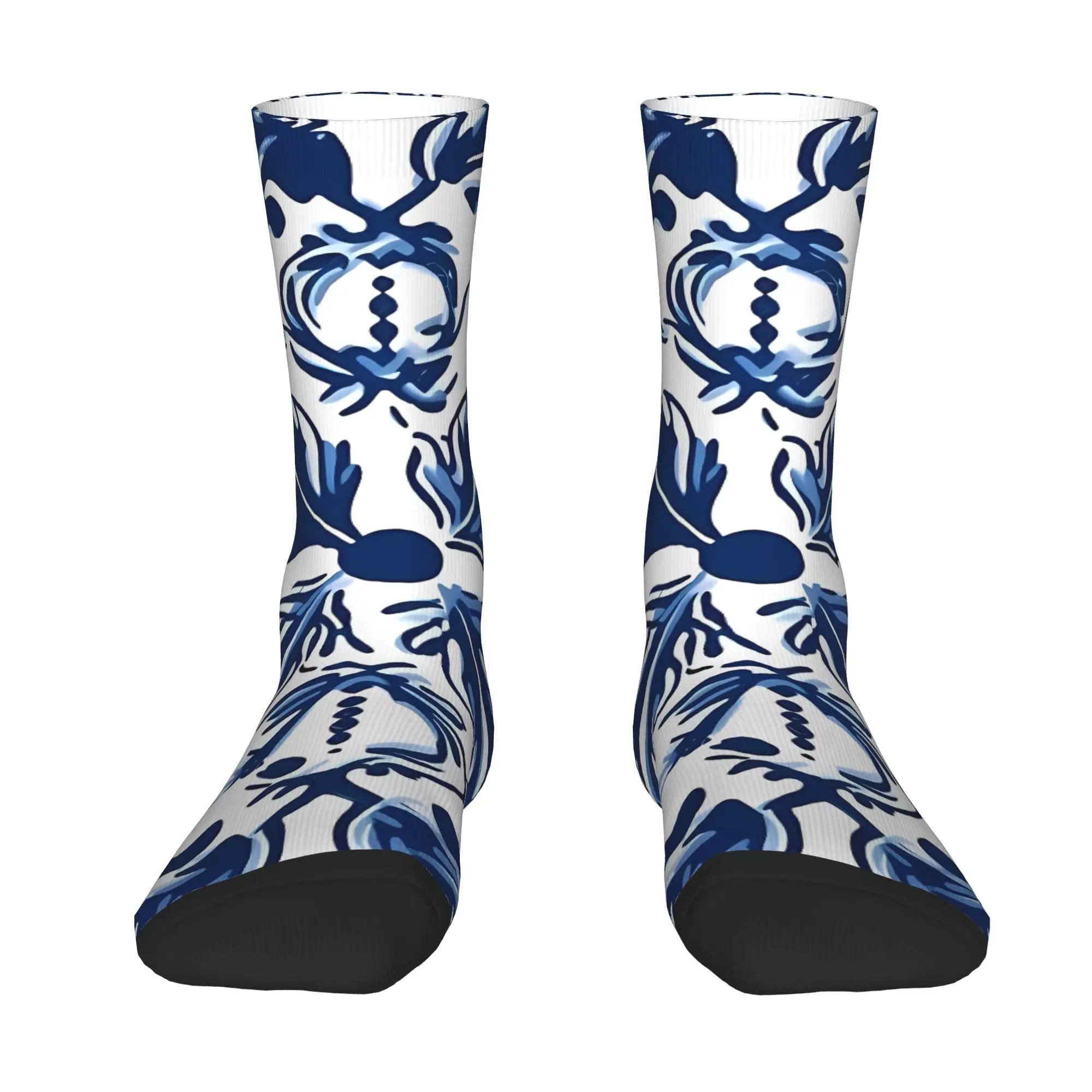 بلاط Blue Blossom A Azulejo مع جورب ملتوي مطبوع عليه زهور من البوليستر للرجال