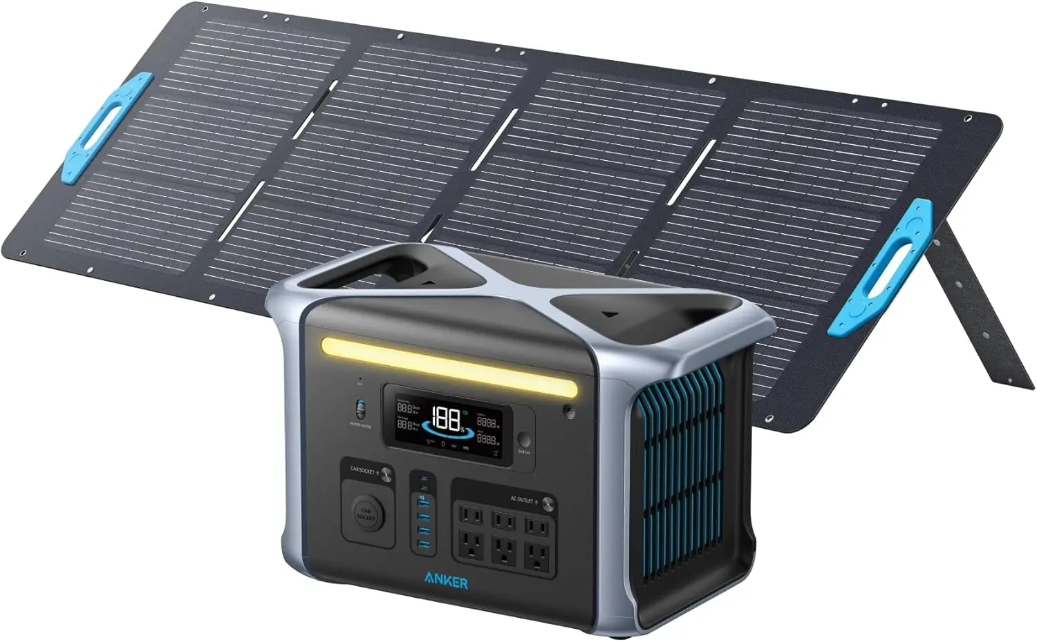 

Portable Power Station, Powerhouse 757, 1800W Solar Generator, with 200W Solar Panel, 1229Wh LiFePO4 Battery, 6 AC Outlets