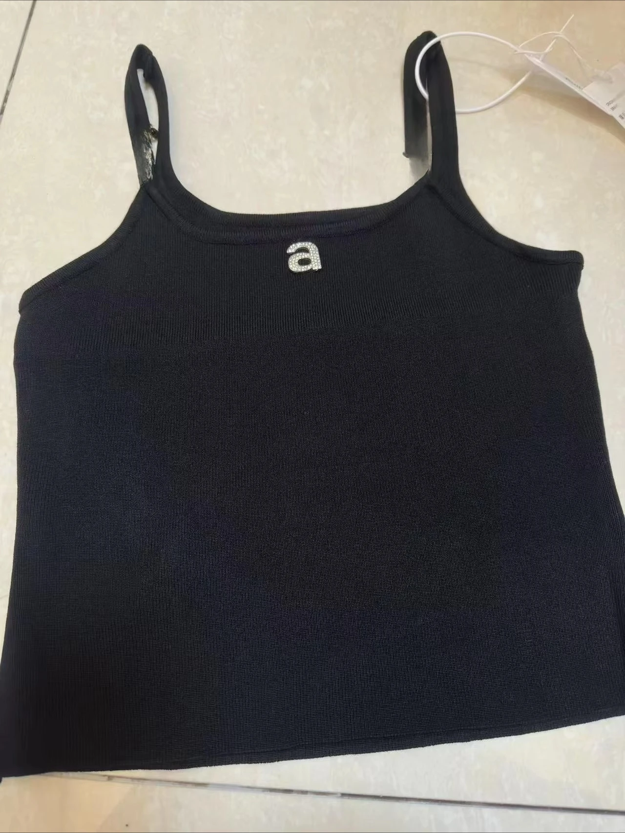 Design Sense Niche Black Beaded Letter-Printing Sleeveless Camisole Women's Summer Crop Tops Hot Girl Outer Wear Short Base Vest image 6
