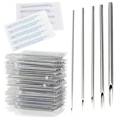 12G 14G 16G 18G 20G 5/10/30/50pcs Aghi per piercing monouso Aghi per piercing al corpo Orecchio Naso Ombelico Kit per piercing al capezzolo