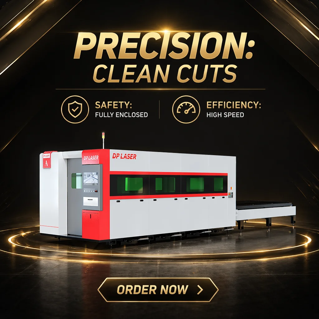 DP Laser 3015 Fiber Laser Cutting Machine Fully Enclosed Cover With Exchange Table Protective Covered Sheet Metal Cutter
