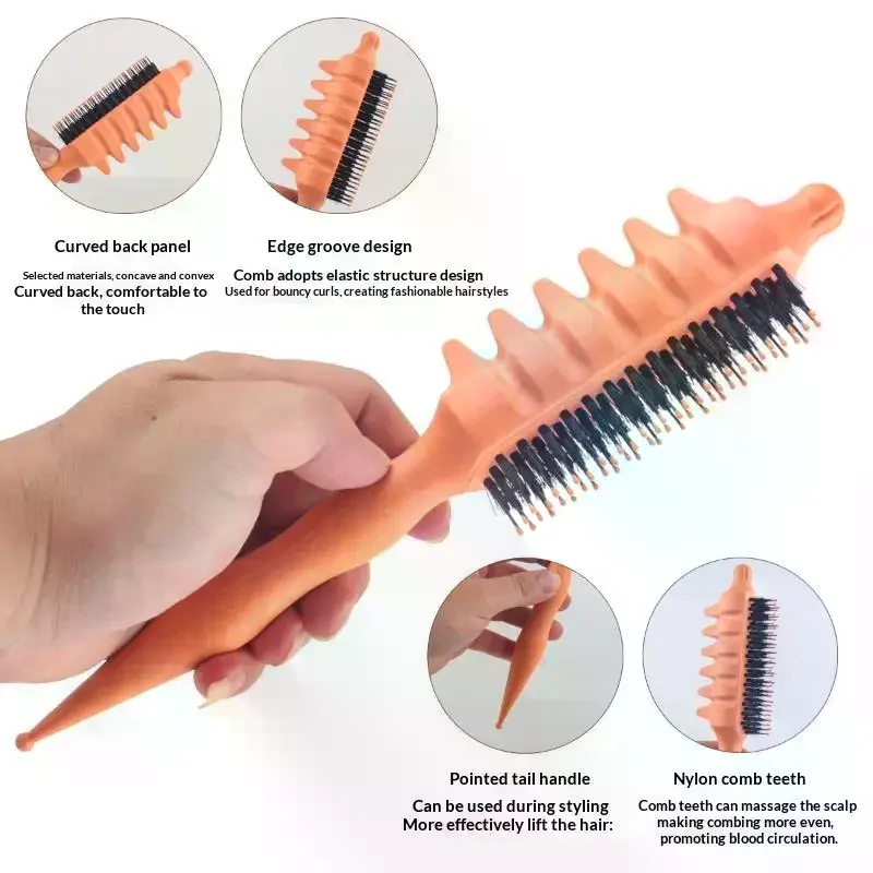 /Kuz/1PC Salon Quality Curling Hair Styling Brush For Men & Women Comb And Shape Curly Hair Reduce Pulling Hairdressing Tool