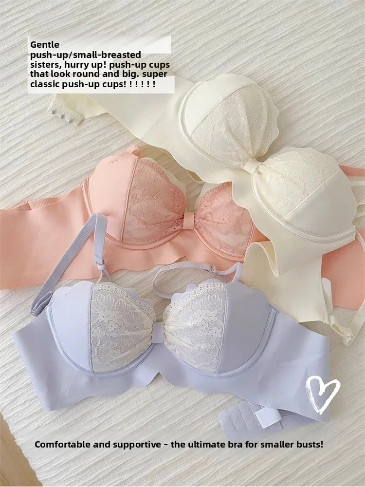 Sutiã push up para peitos pequenos, sutiã de renda sem fio que faz você parecer maior, levantamento e acolchoado para suporte, sutiã confortável Moyisu Sexy
