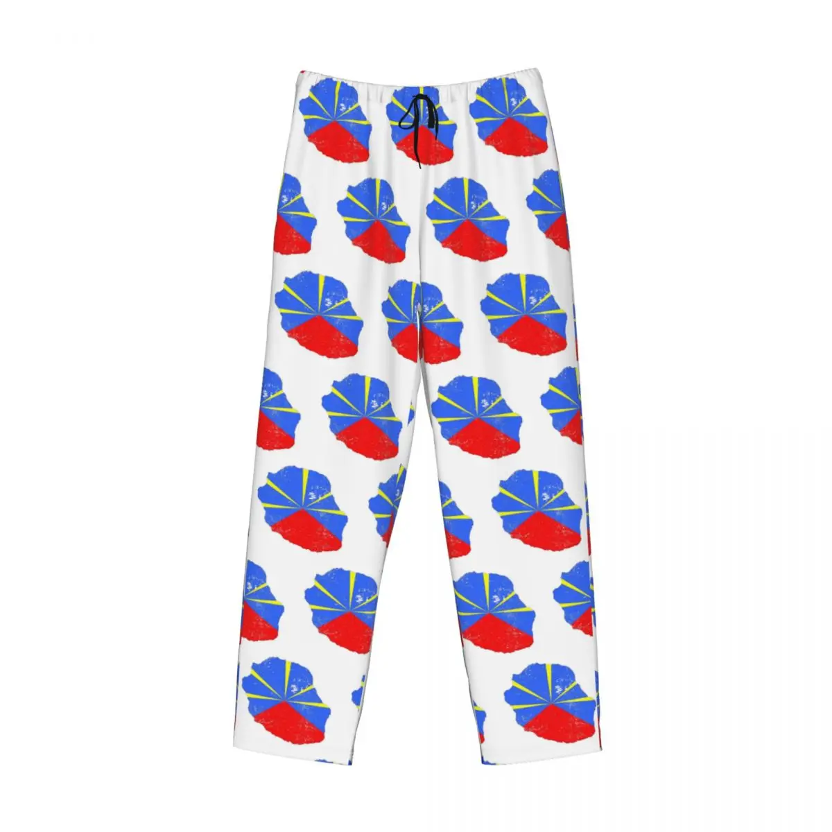 

Custom 974 Reunion Island Flag Pajama Pants Men Sleepwear Sleep Lounge Bottoms with Pockets