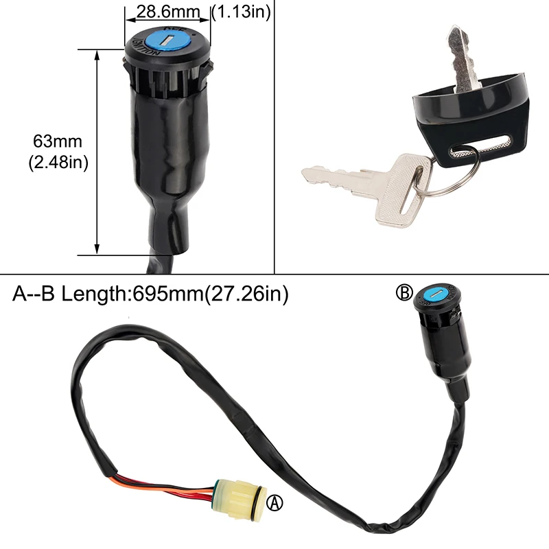 Motorcycle Electric Door Lock Plug Ignition Key Switch for Honda ATV Quad TRX500FPM TRX500FA Foreman TRX500FM TRX500FPA TRX680FA