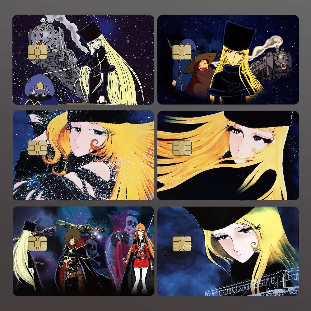 Anime G-Galaxy Express 999 Movie Credit Skin Cover Card Stickers 4PCS Film Bus Pass Front Decoration Bank Debit Waterproof