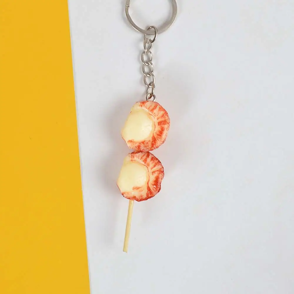 Skewer PVC Squid Must Gluten Oden Korean Style Bag Pendant Fake Food Key Ring Simulation BBQ Keychains Women Fashion Jewelry