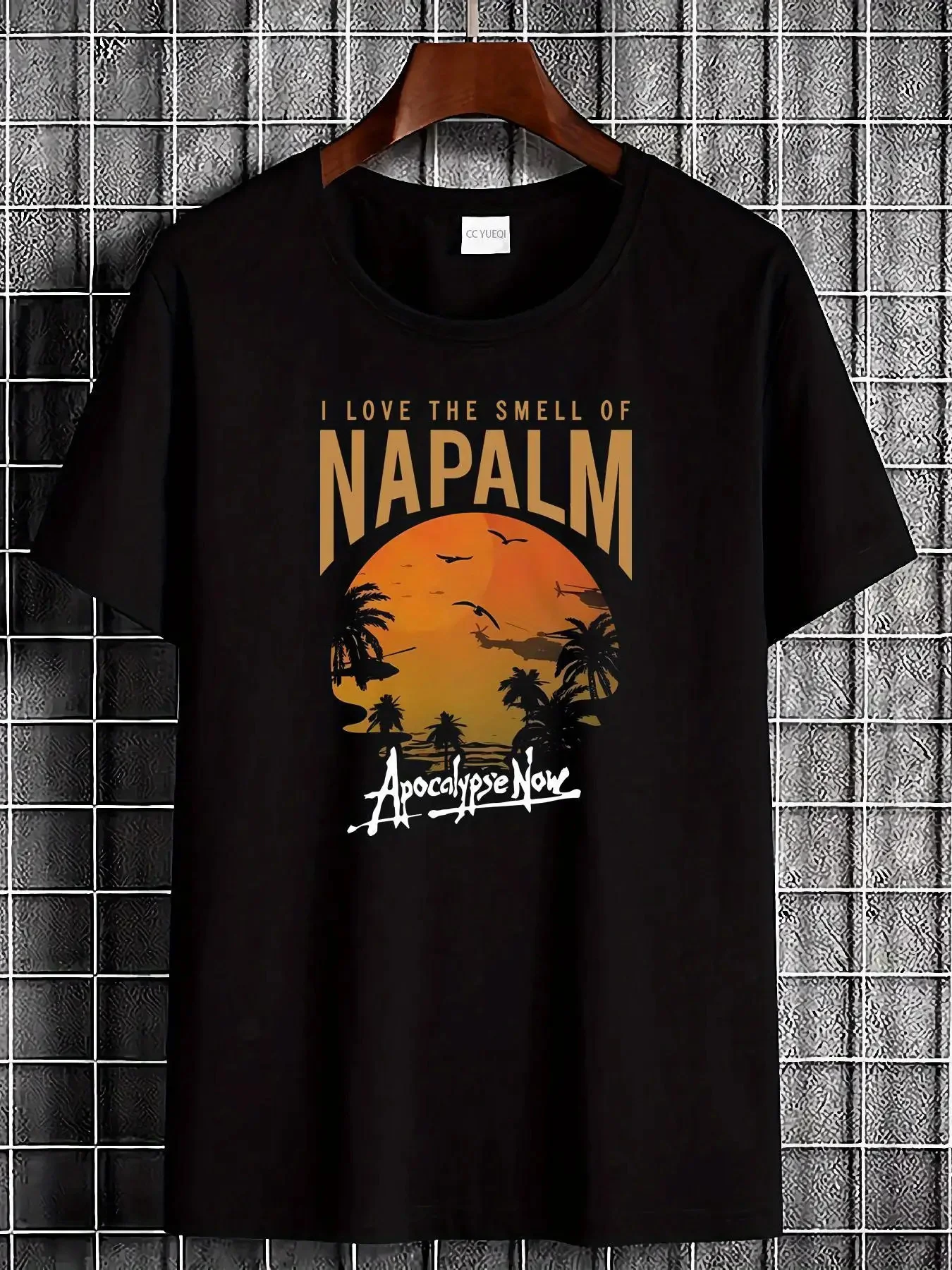 

"I Like the Smell of Napalm" Movie Quote T-Shirt - Black with Bold text,unisex suitable for - Casual Wear,Iconic Napalm