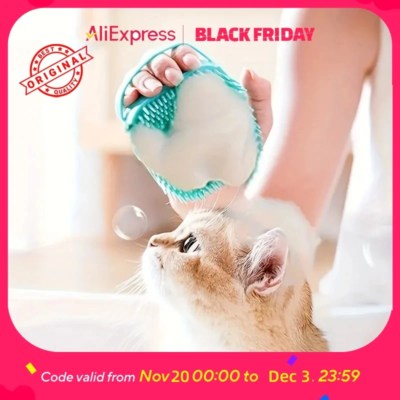 Pet Silicone Bath Brush for Dogs & Cats, Multi-functional Grooming Tool, Massage Deshedding Scrubber for Hair Removal