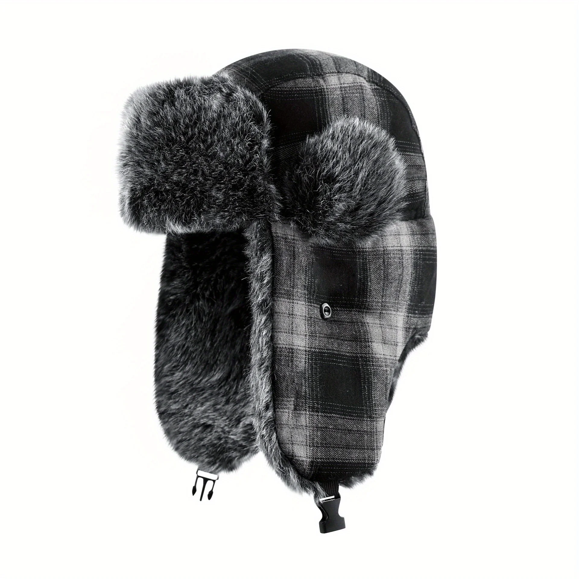 

New Plaid Aviation Hat For Men And Women Thickened Warm Design Korean Fashion Outdoor Winter Cap Cold Weather