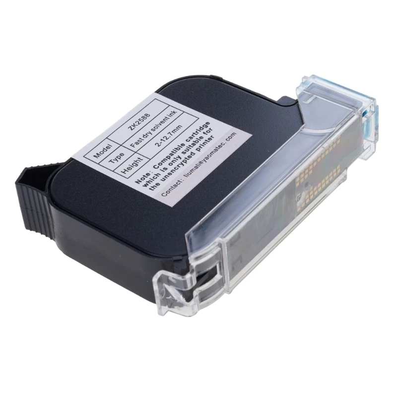 652F For ZK2588 Hand Inkjets Printers Cartridge Black 12.7mm Height Quick Drying Cartridge Refill for No Encrypted