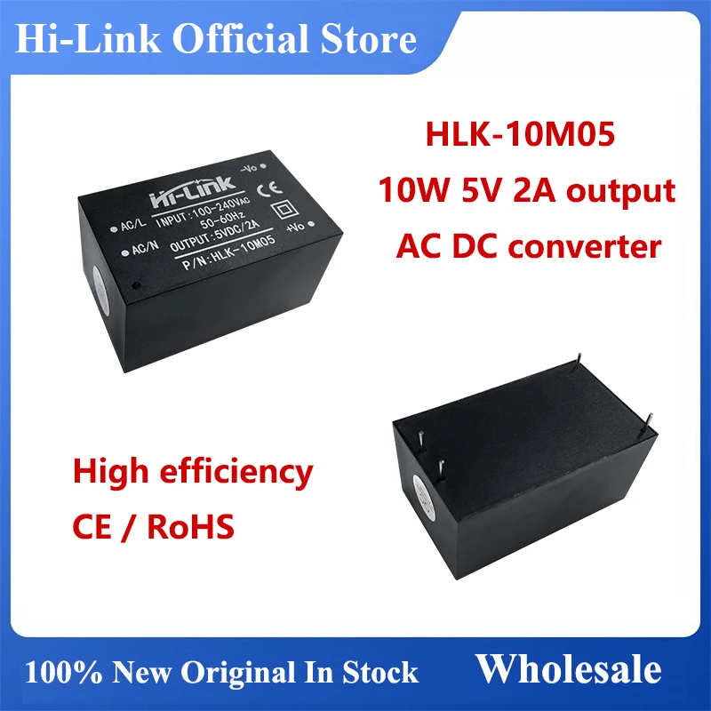 Hi-Link-módulo de fuente de alimentación aislado, dispositivo electrónico inteligente de alta eficiencia, 10W, 5V, 2A, 10 unidades por lote,