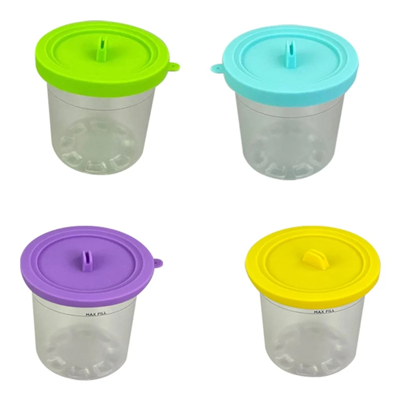 4PCS Ice Cream Pints With Lids For Ninja NC299AMZ & NC300S Series XSKPLID2CD Creami Ice Cream Makers Dishwasher Safe Spare Parts