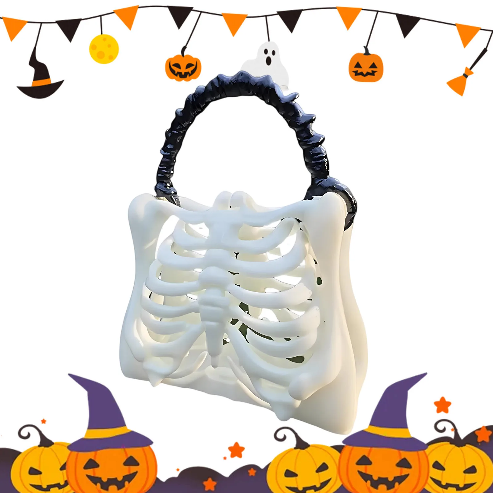 

Halloween Skull Bag Novelty Women Girls Punk Hiphop Horror Skeleton Bag Funny Handbag 3d Print Home Costume Party Decoration