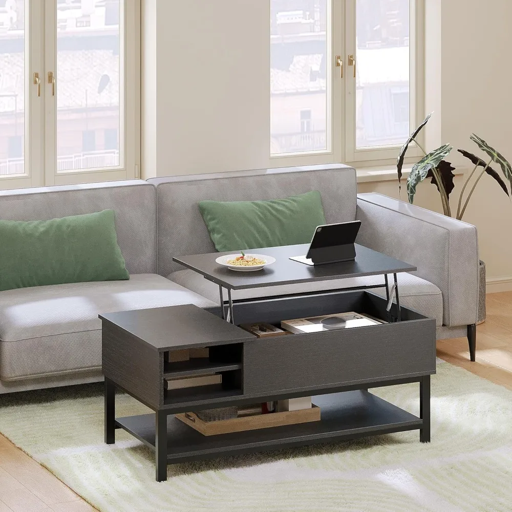 

Rise & Shine Coffee Table with Lift Top & Storage - 42" Black Lift Top Coffee Table with Dining Table Height and Storage