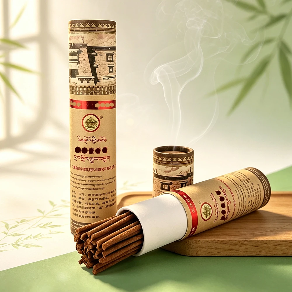 Tibetan Calming Incense, Mindroling Monastery Handmade Natural Stick Incense, Purifying Soothing Tibetan Incense, 50 Sticks/Tube