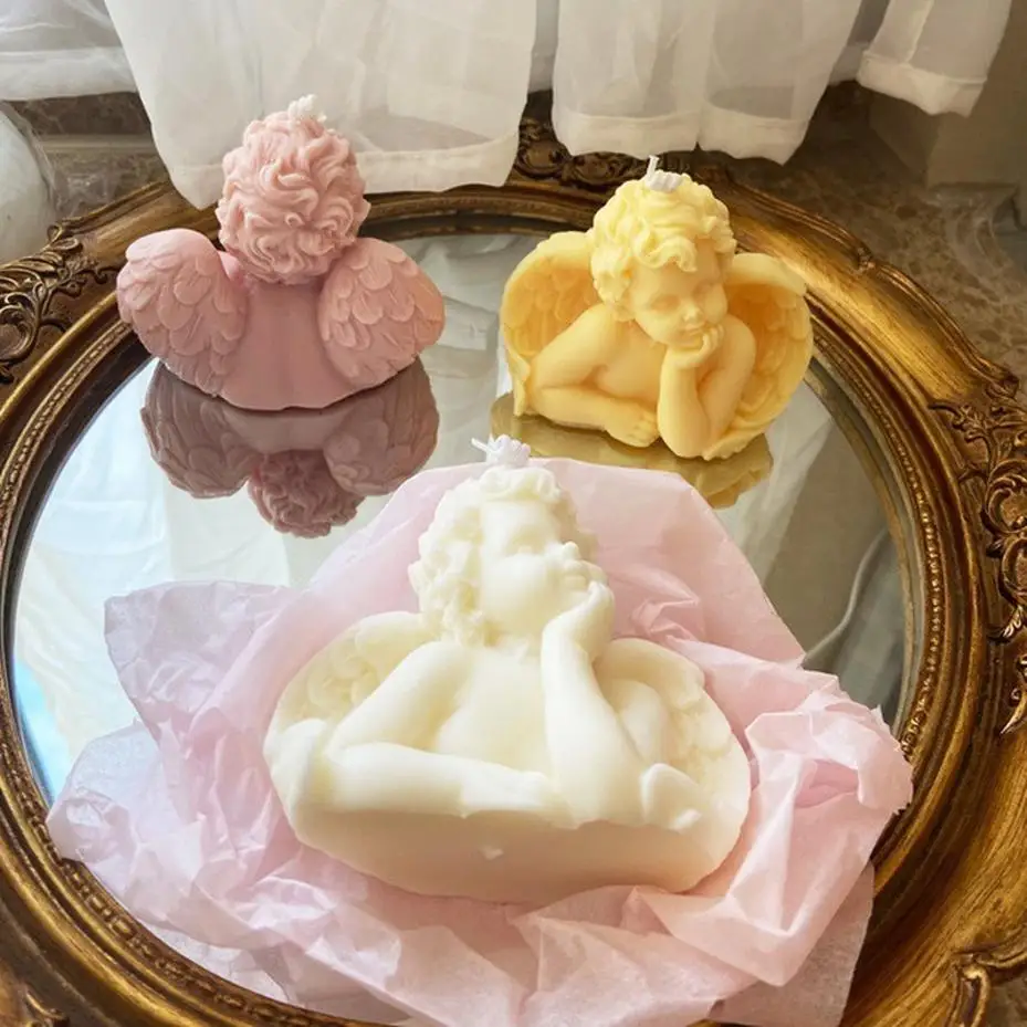 2026 New Angel Candle Silicone Mold 3D Cute Children Portrait Handmade Plaster Doll Candle Soap Resin Molds Home Decor Artifact