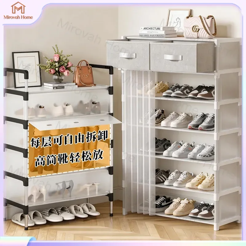 For Shoe Rack Multi Layer Dustproof Storage Cabinet Space Saving Door Mounted Organizer Small Entryway Closet Shelf for