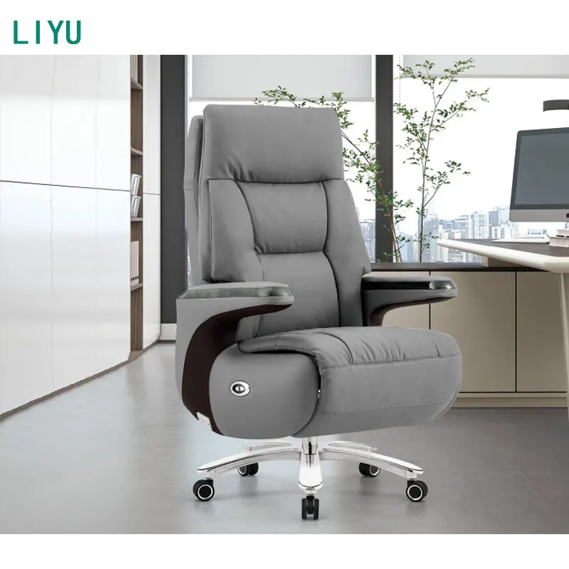 Office Chairs For Staff, Ergonomic,Liyu Manufacturer High Back PU Executive Leather Chair Office Desk And Chair Set Ceo Swivel O