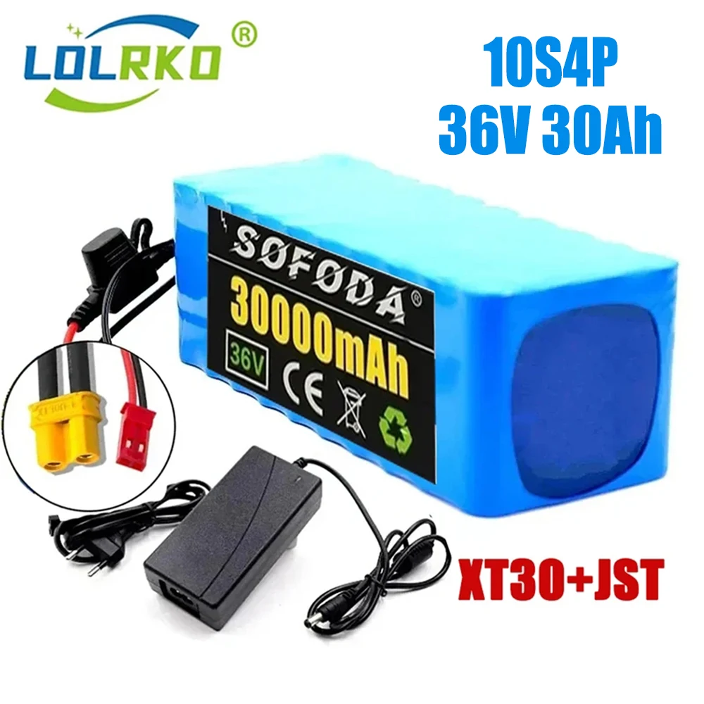 

36V 10S4P 30Ah 18650 high-capacity power 42V750W 1000W lithium battery pack for ebike electric car bicycle scooter belt 30A BMS