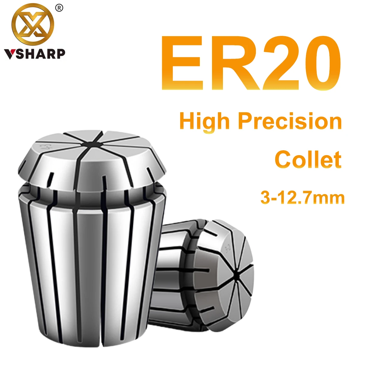 CNC ER20 Collet Engraving Machine Spindle Elastic Fixture Nut High-precision 0.015mm Spring Chuck for 3mm-12.7mm Shank End Mill