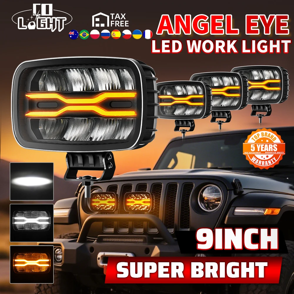 

CO LIGHT 9-дюймовые светодиодные фары дальнего света 3500K 6500K DRL Светодиодный вспомогательный рабочий фонарь для авто ATV Пикап Внедорожник Внедорожник Автомобиль 12 В 24 В
