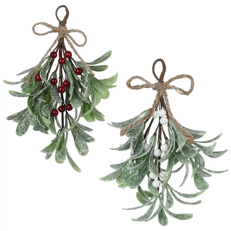 Simulated Mistletoe Branch Christmas Greenery Floral Stems Branches Festive Mistletoe Garland Durable Faux Branches