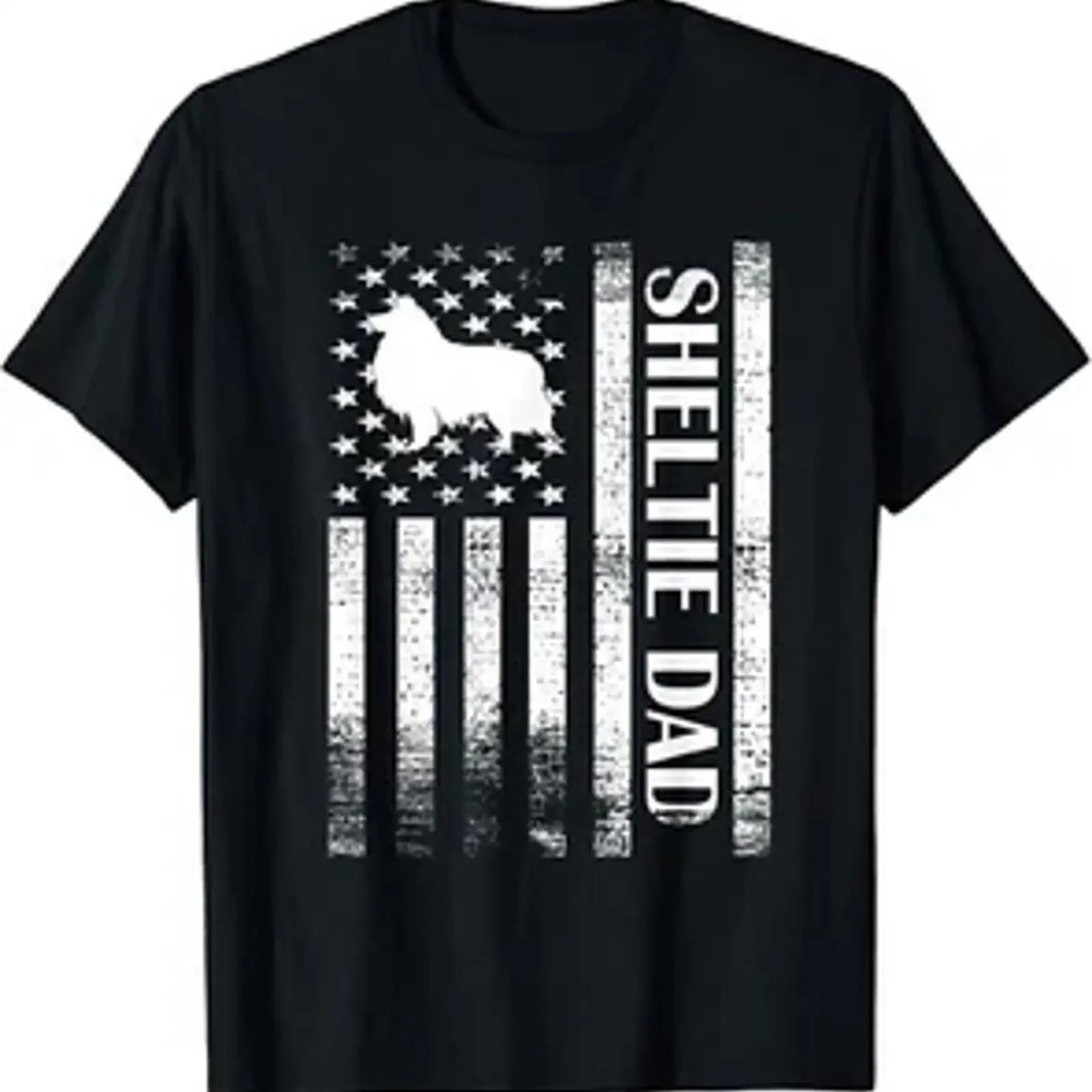 T shirt unisex Sheltie Dad bandiera USA proprietario Shetland cane da pastore papà regalo vintage Washed Top For Everyday Wear