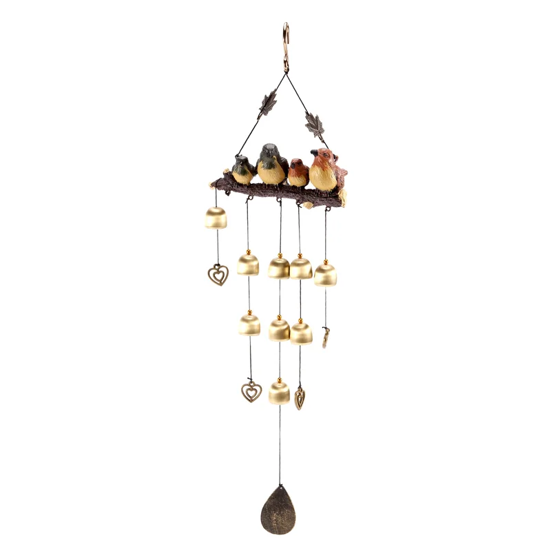 Vintage 4 Birds Wind Chime Garden Windchimes for Outdoor Indoor Decor Perfect for Home Yard Decoration Come with Hook