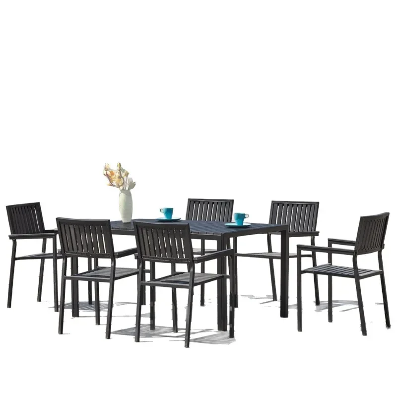 Waterproof Plastic Wood Outdoor Chair Set Rust Proof Patio Garden Balcony Furniture Customizable Terrace Seating