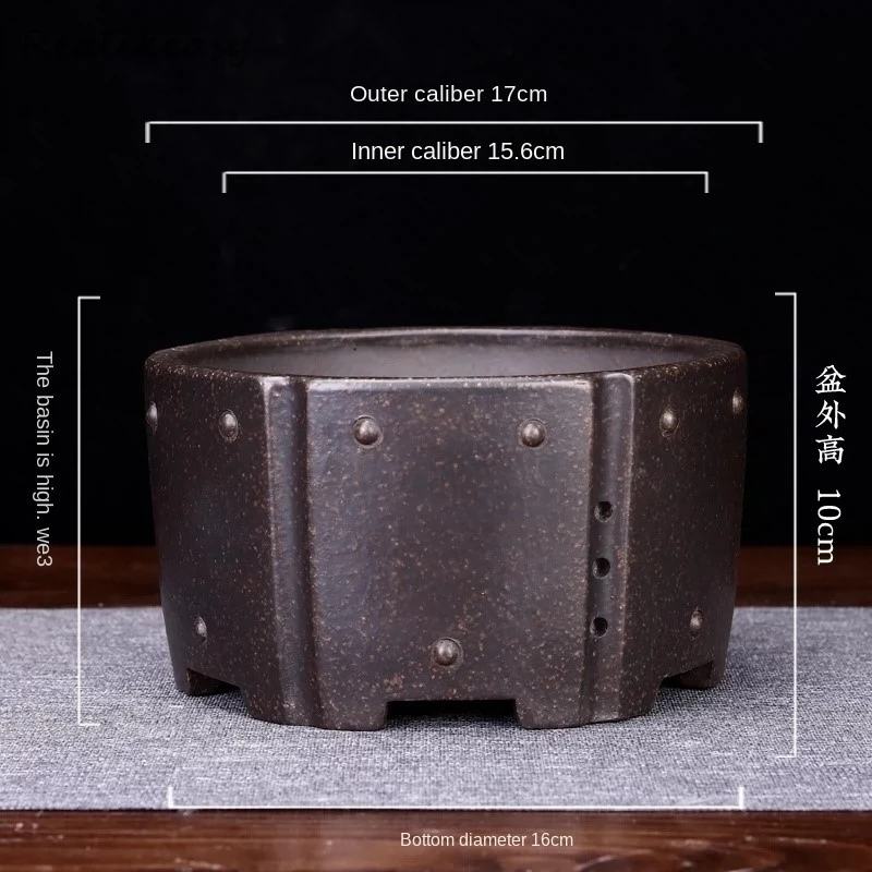 2025 New Yixing Purple Sand Flower Pot Chinese Round Succulent Flower Pot Home Living Room Desktop Decoration Bonsai Flower Pot