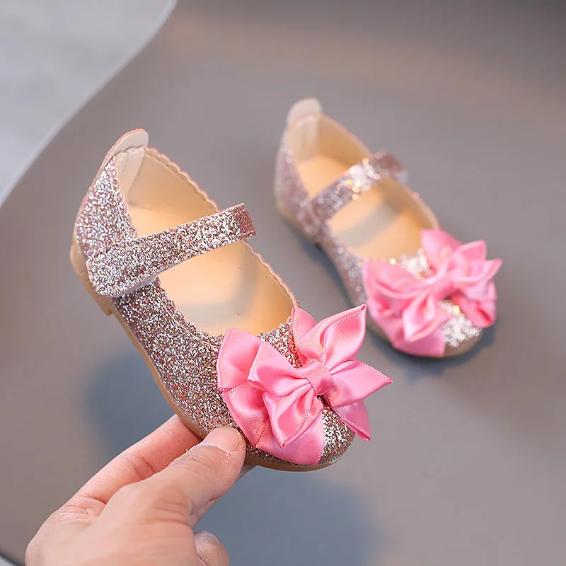Child PrincessShoe2026Spring New Korean EditionGirlSoft Bottom BowShoeFashionGirl Anti Slip Student Campus Versatile WalkingShoe